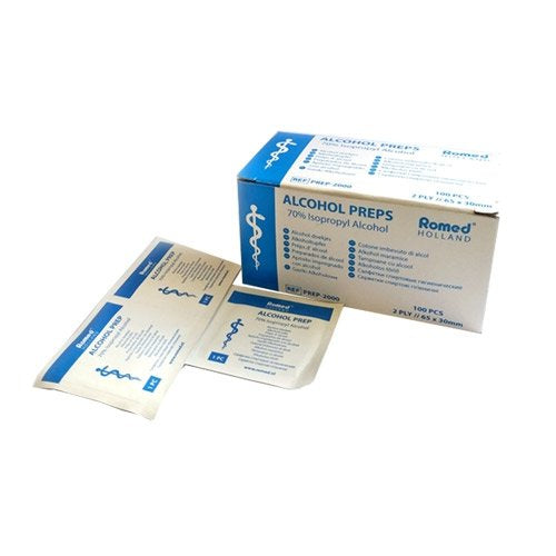 Alcohol wipes for cleaning, single-use, for desinfection.